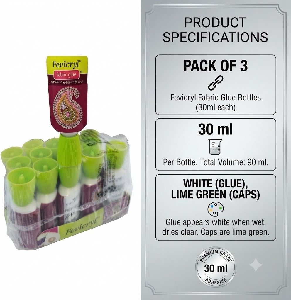 ficerie Fabric Glue for Clothes & Crafts | Standered | Fevicryll Glue | 3 Pcs Glue-picture-34