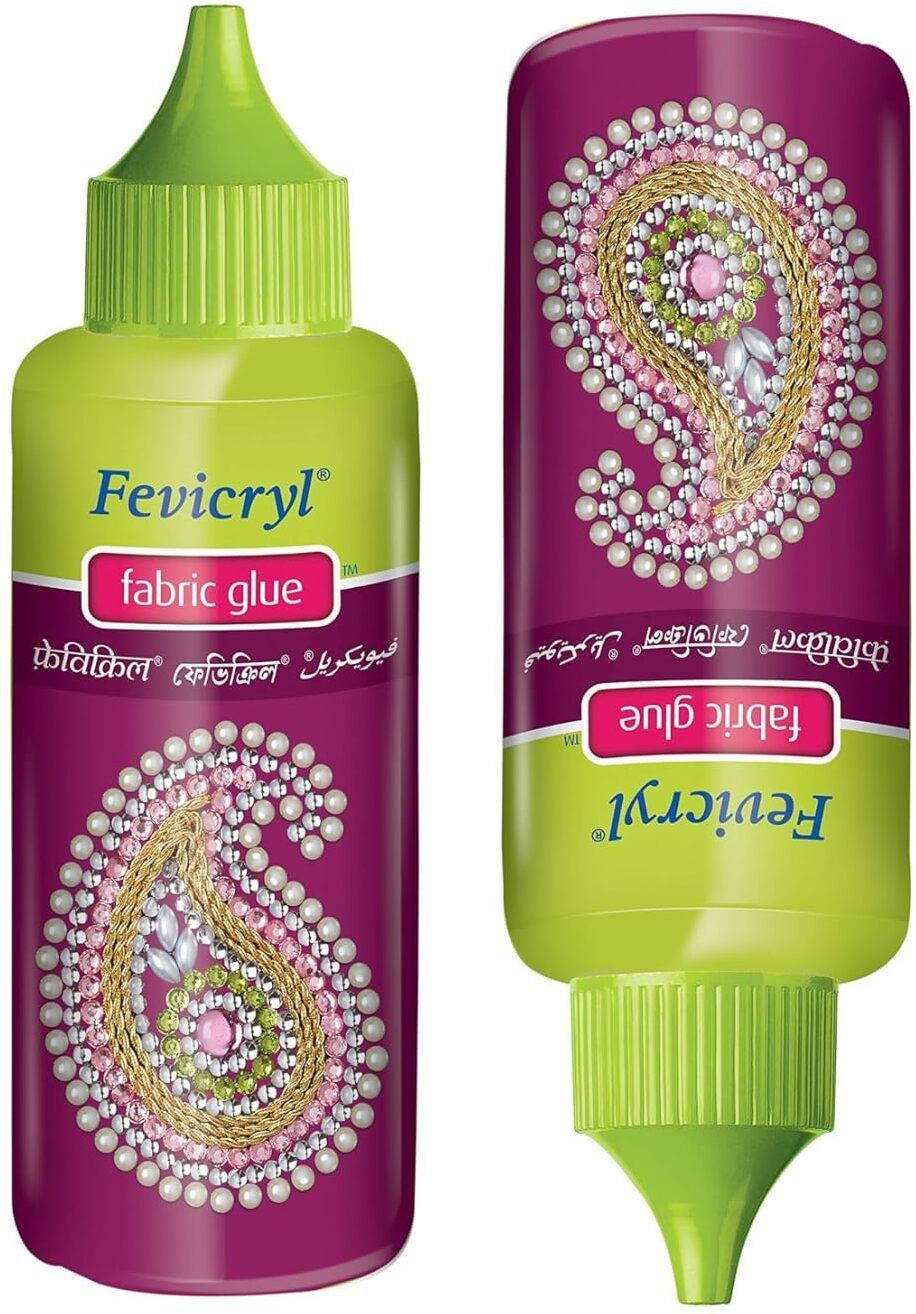 2 Pcs Pidilite Fevicryl Fabric Glue No Stitch Mirror Patchwork Stone Lace Glue