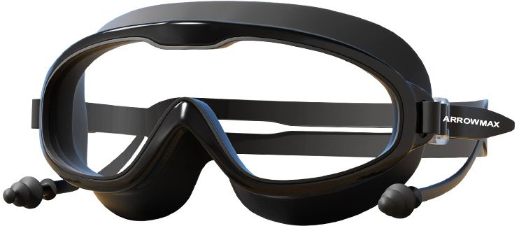 Swimming Goggles Wide Lense Anti Fog For Men Boys Girls Earplugs Attached-image-45