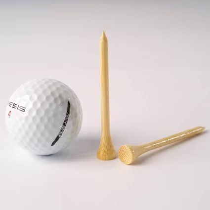 2 Golf Balls with 50 Pack of 70mm Bamboo Golf Tees
