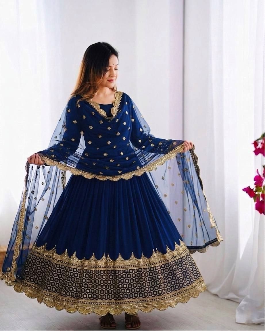 clothico hub Embellished Georgette Stitched Anarkali Gown-picture-45