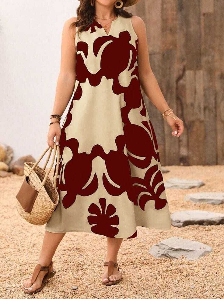 tendal Printed, Abstract Cotton Blend Stitched Flared/A-line Gown-picture-17