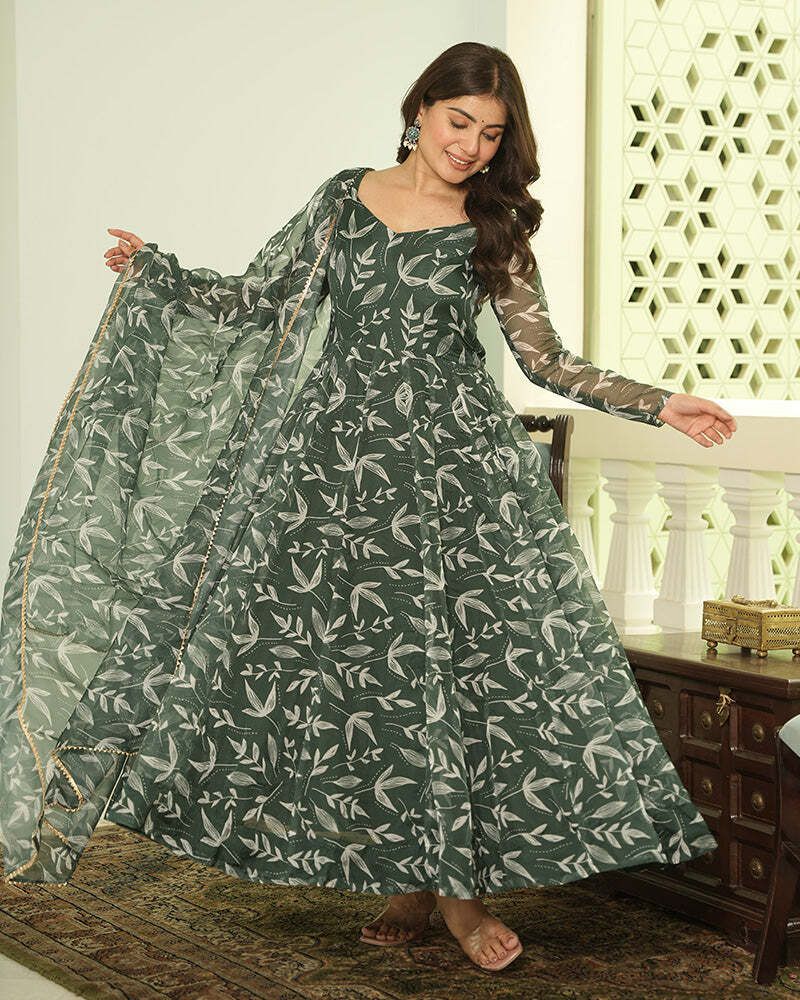 Printed Georgette Stitched Anarkali Gown-image-23