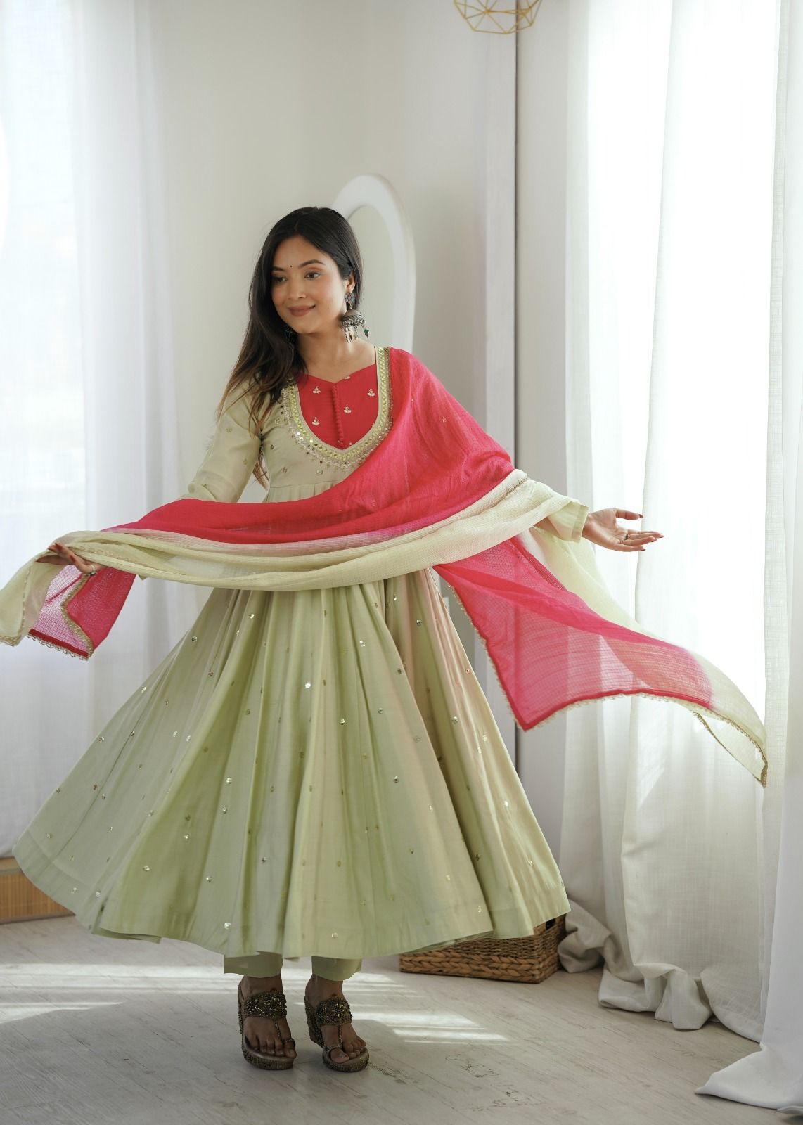 sai silk Solid, Embellished Art Silk Stitched Anarkali Gown-picture-14