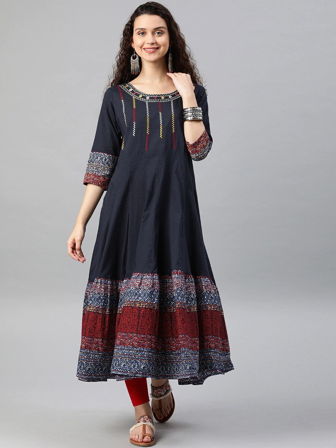 ikrass Embroidered Pure Cotton Stitched Anarkali Gown-picture-11