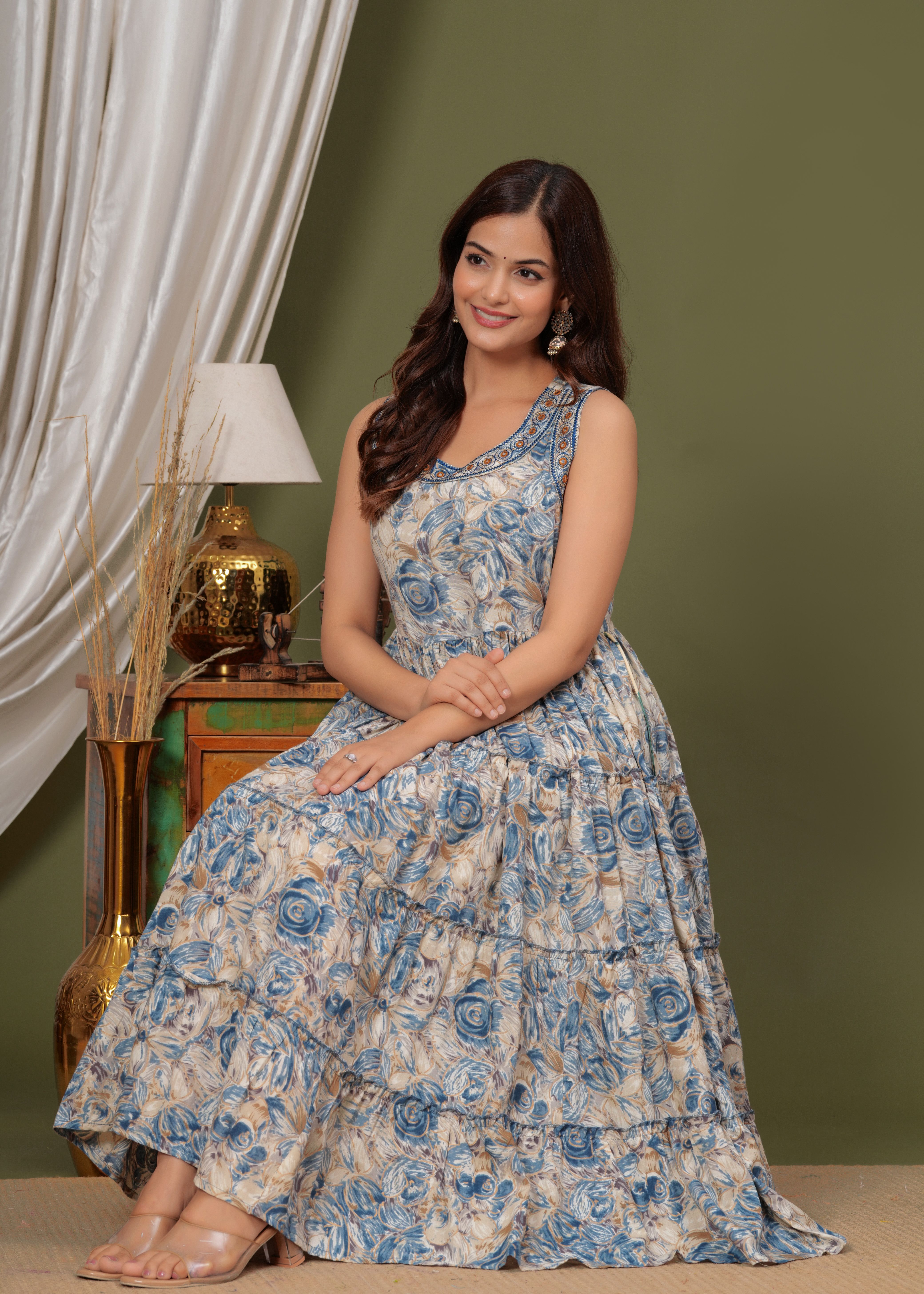 Embroidered Viscose Rayon Stitched Anarkali Gown-image-31