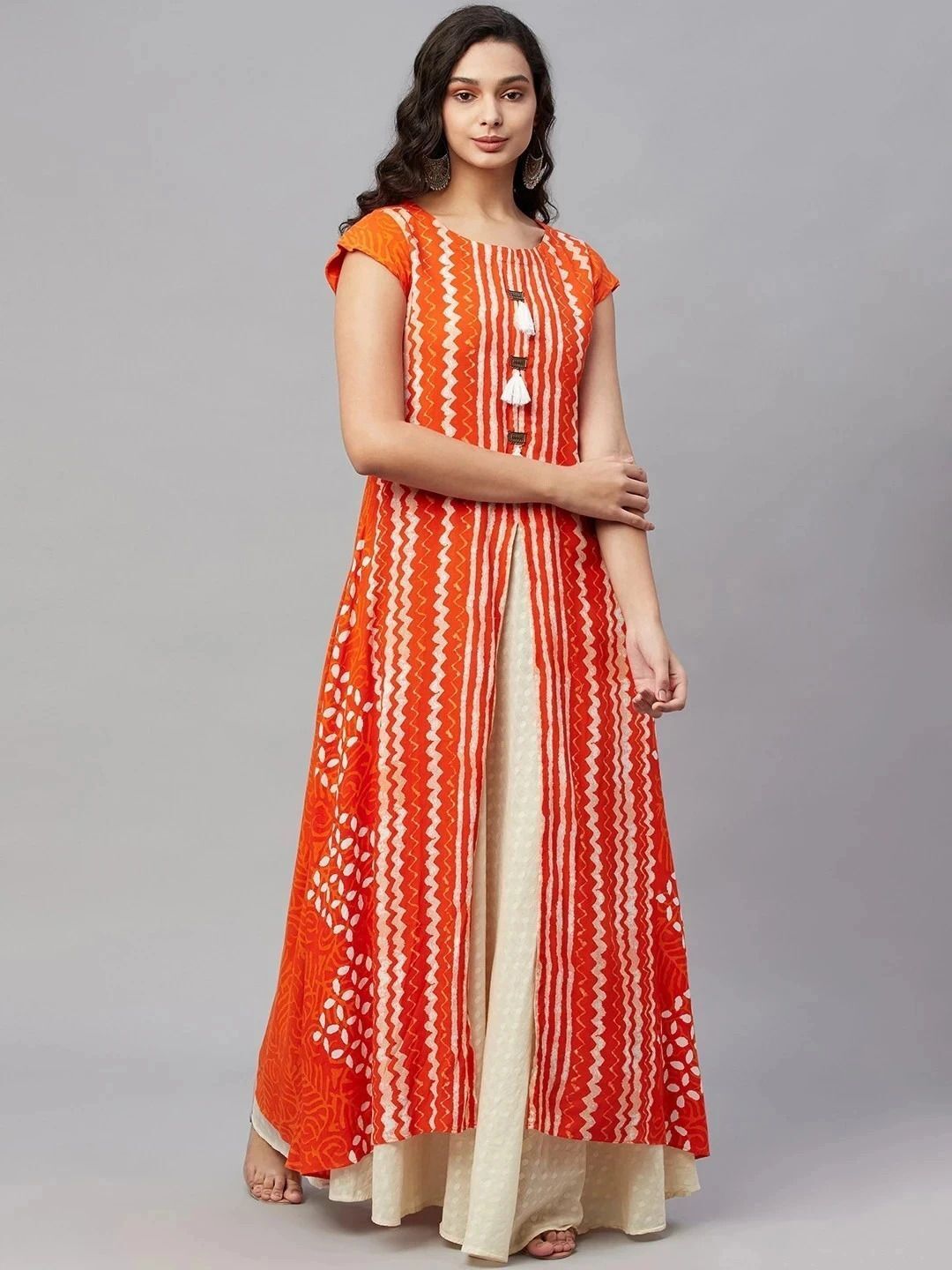 Printed Rayon Blend Stitched Flared/A-line Gown-image-42