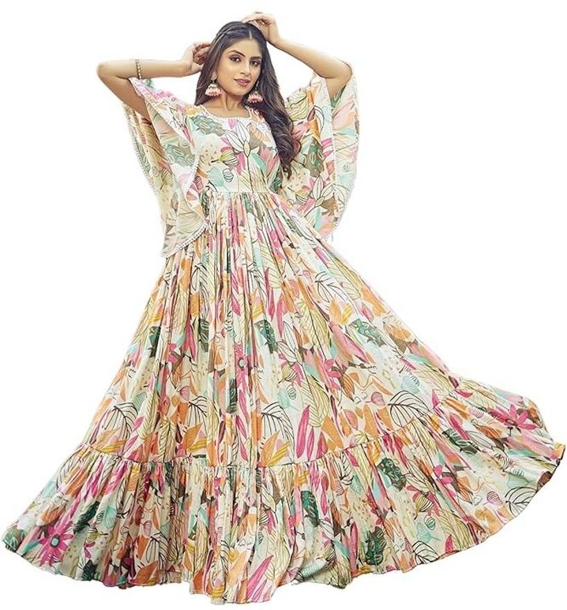 woodwall Printed, Applique Crepe Stitched Anarkali Gown-picture-34