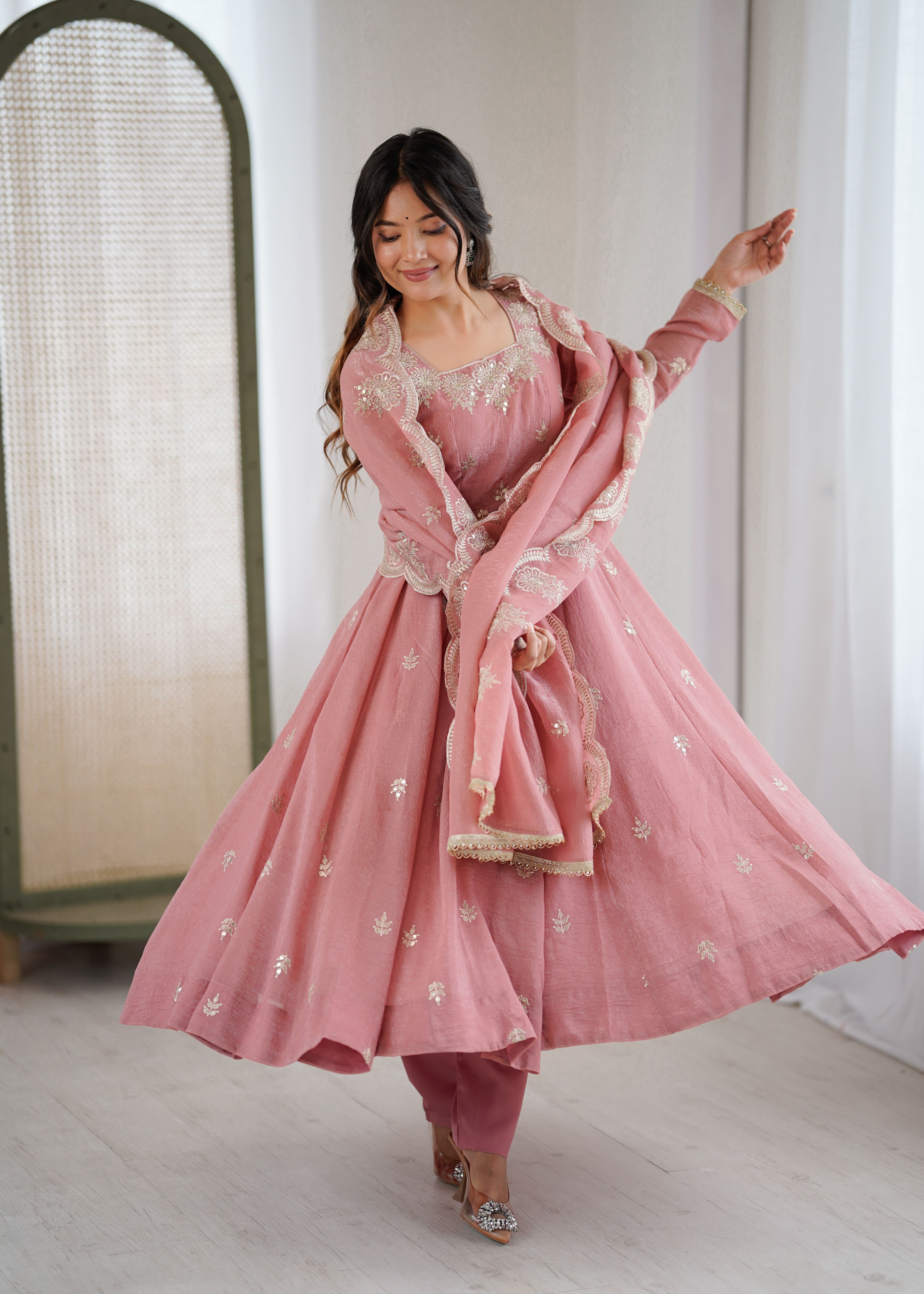 Self Design Art Silk Stitched Anarkali Gown