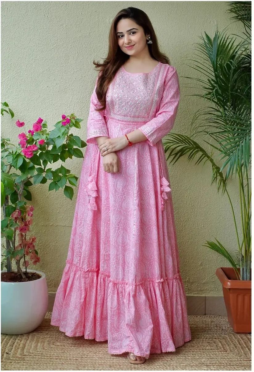 Embroidered Viscose Rayon Stitched Anarkali Gown-image-24