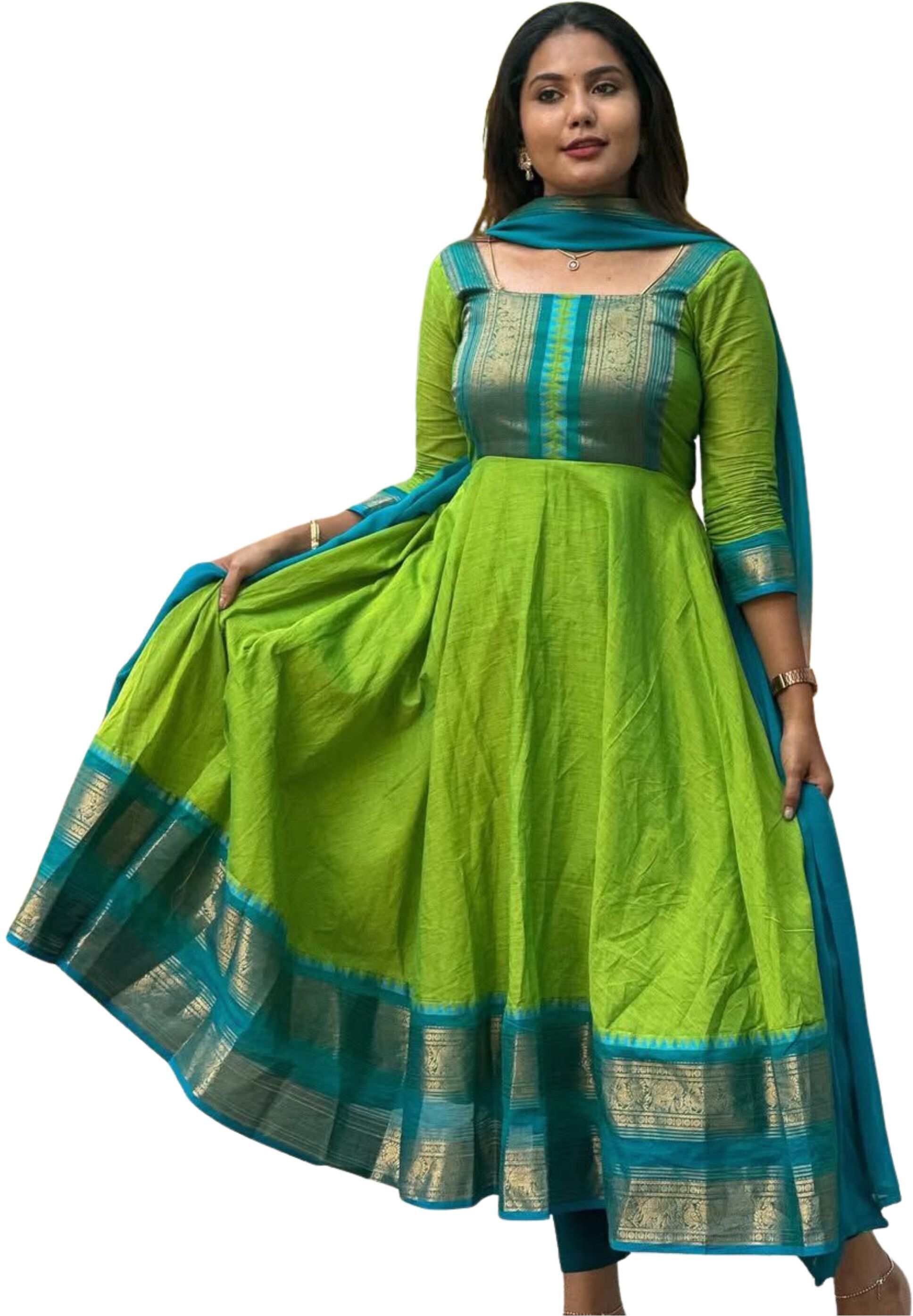 dosparo Solid, Woven Silk Blend Stitched Anarkali Gown-picture-13