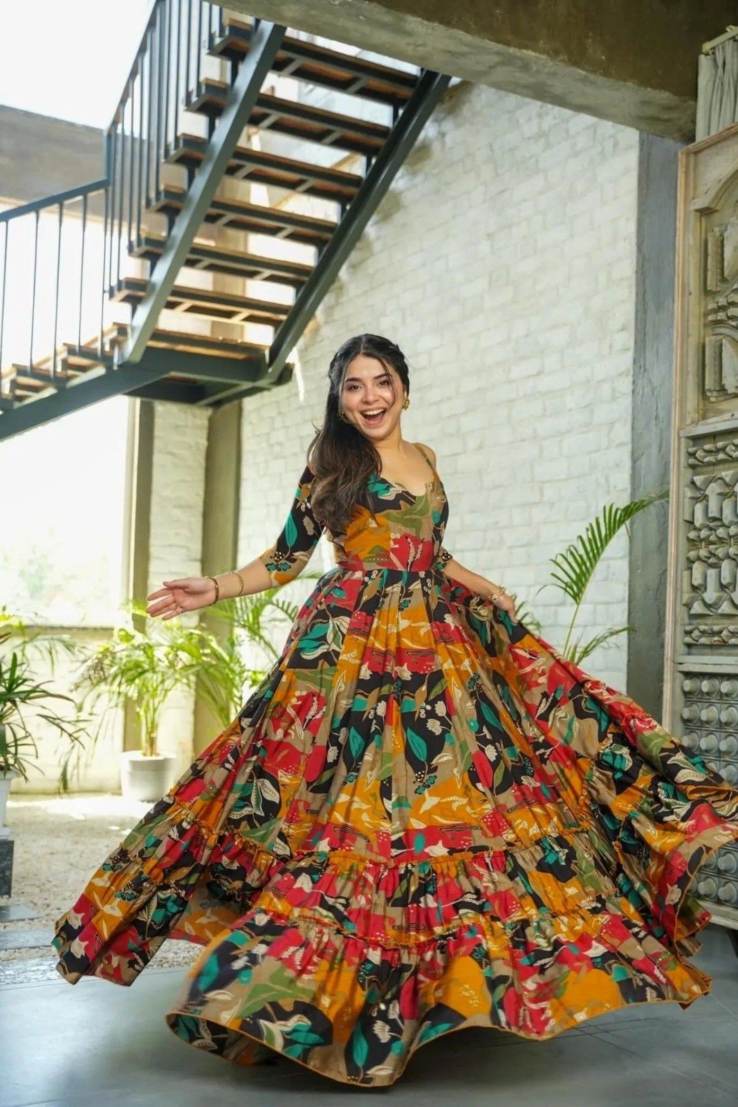 gadhesariya Printed, Floral Print Rayon Blend Stitched Anarkali Gown-picture-37