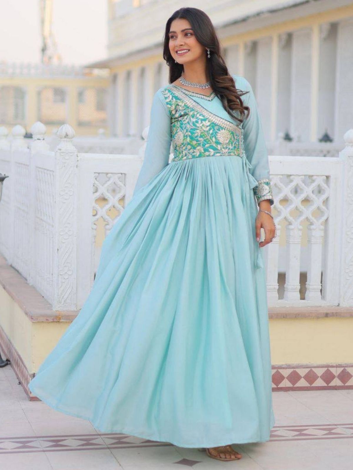 odette Cotton Blend Stitched Anarkali Gown-picture-9