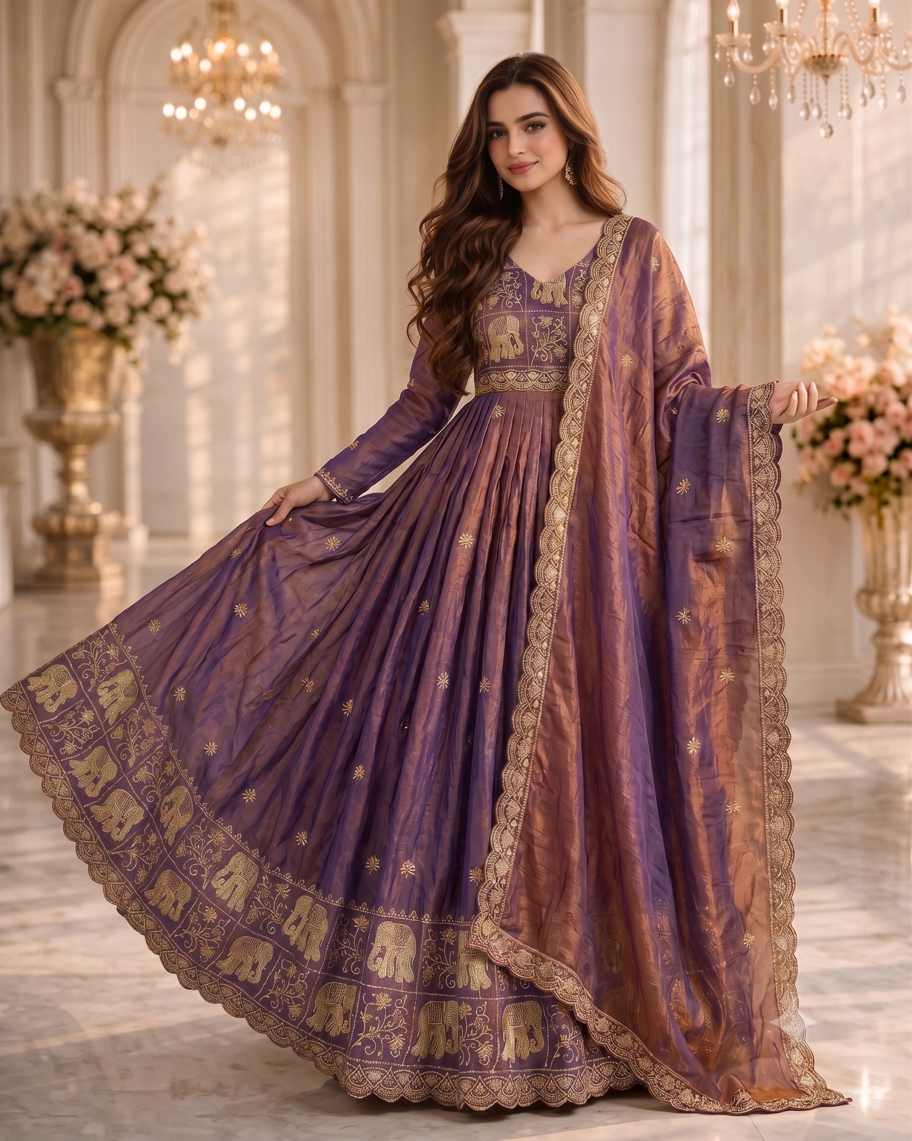 anghanbrothers Embroidered Satin Stitched Anarkali Gown-picture-27