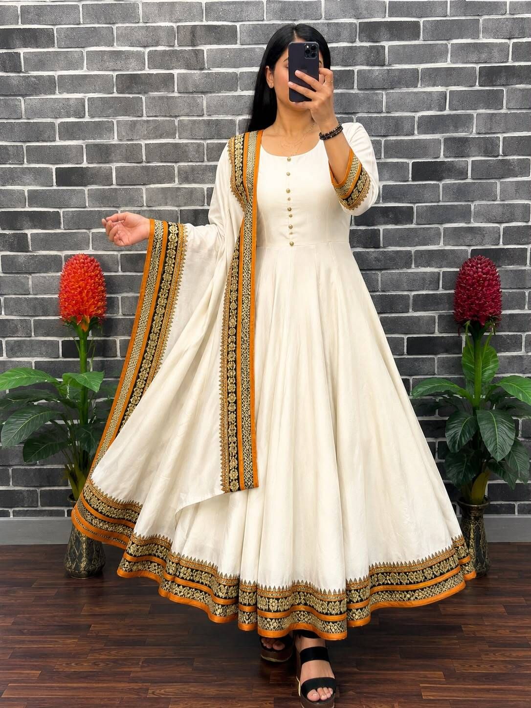 shree akhand Solid Silk Blend Stitched Anarkali Gown-picture-13