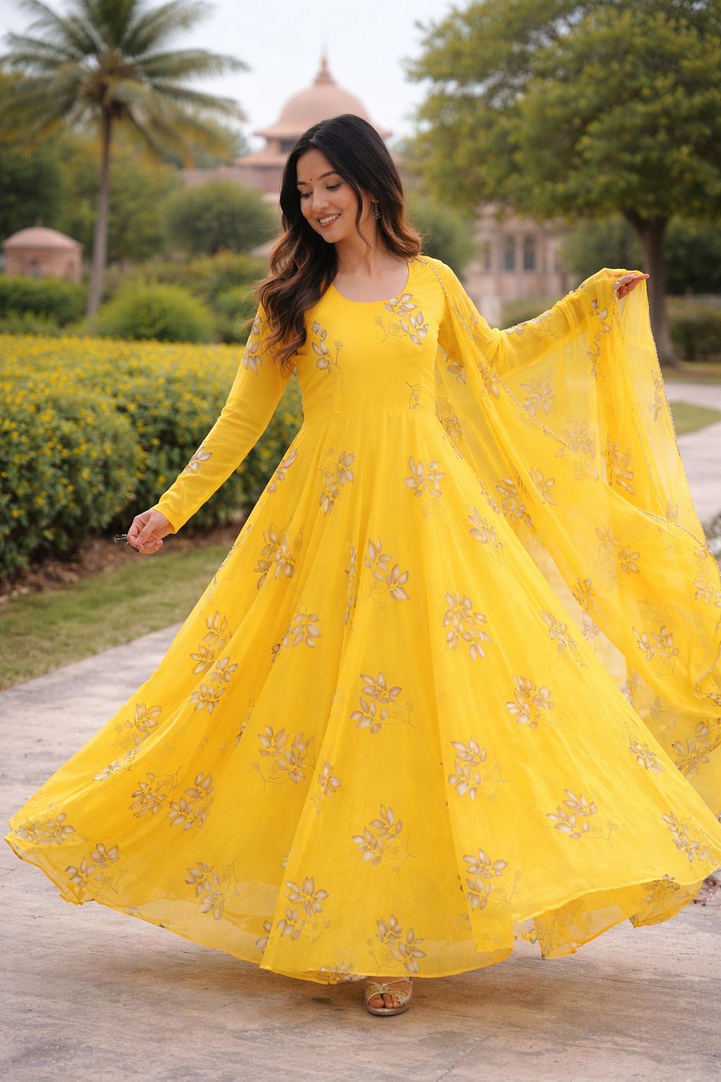 westorio Printed, Floral Print Georgette Stitched Anarkali Gown-picture-14