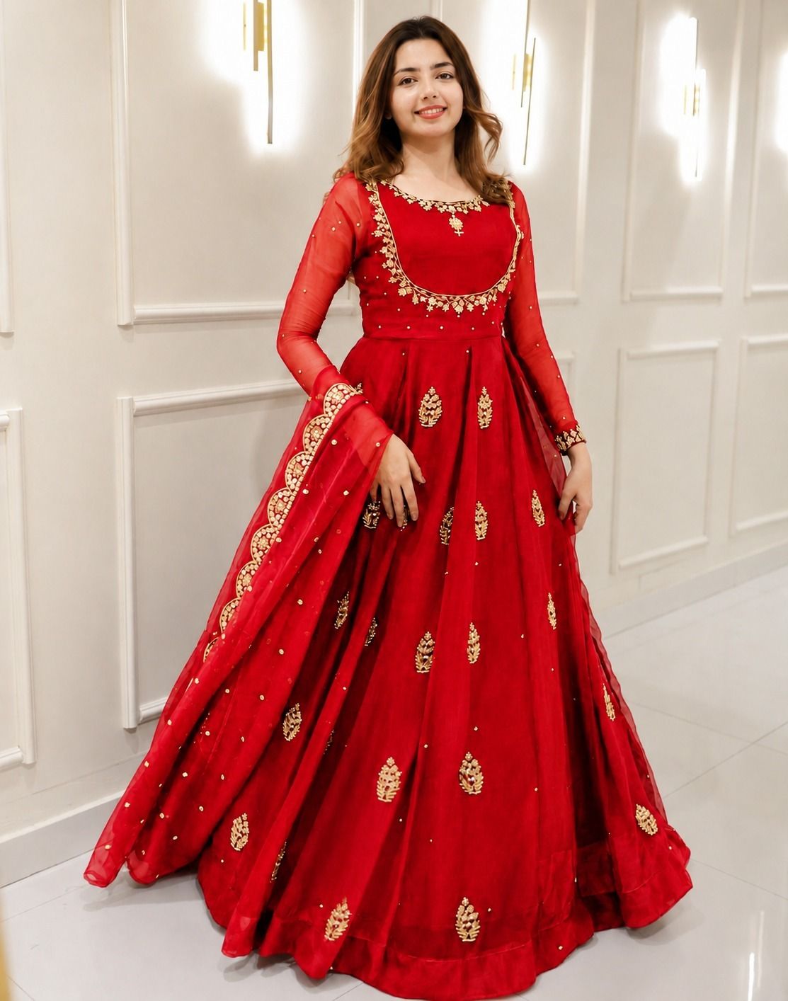 j s creation Georgette Stitched Anarkali Gown-picture-14