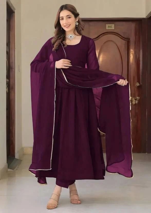 fabhuman Solid Georgette Stitched Anarkali Gown-picture-19
