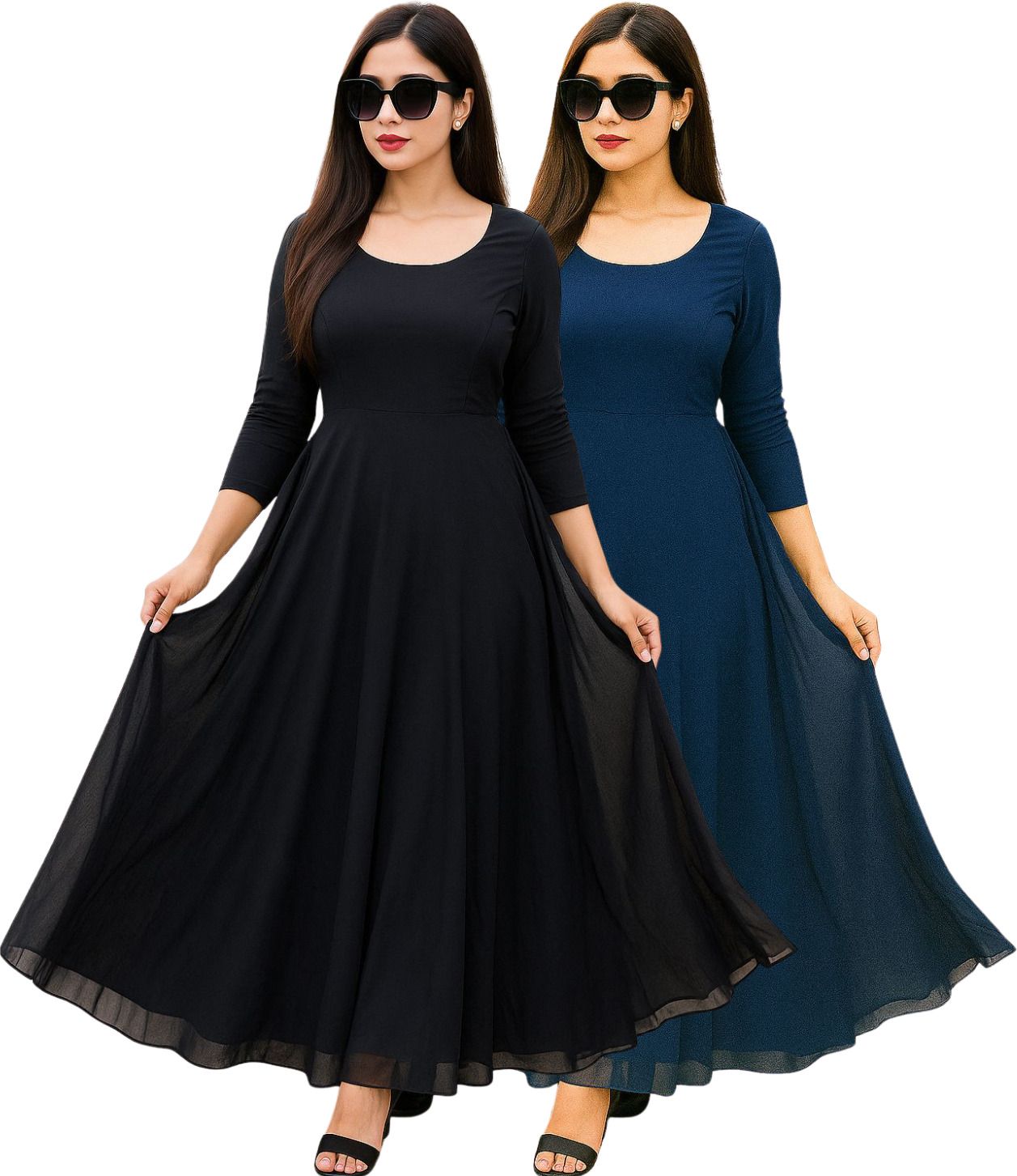 Solid Georgette Stitched Anarkali Gown