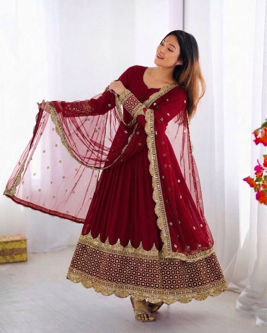 clothico hub Embellished Georgette Stitched Anarkali Gown-picture-22
