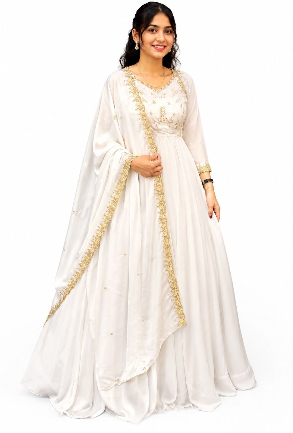 decoriakraft Embroidered Cotton Silk Stitched Anarkali Gown-picture-19