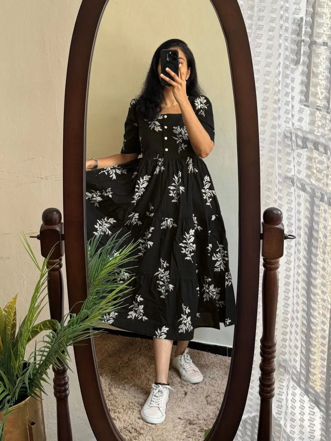4k garments Printed, Floral Print Cotton Rayon Semi Stitched Flared/A-line Gown-picture-24
