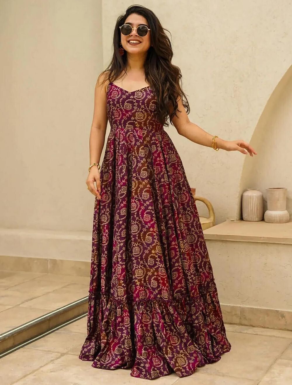 vimura fashion Printed Rayon Blend Stitched Flared/A-line Gown-picture-16