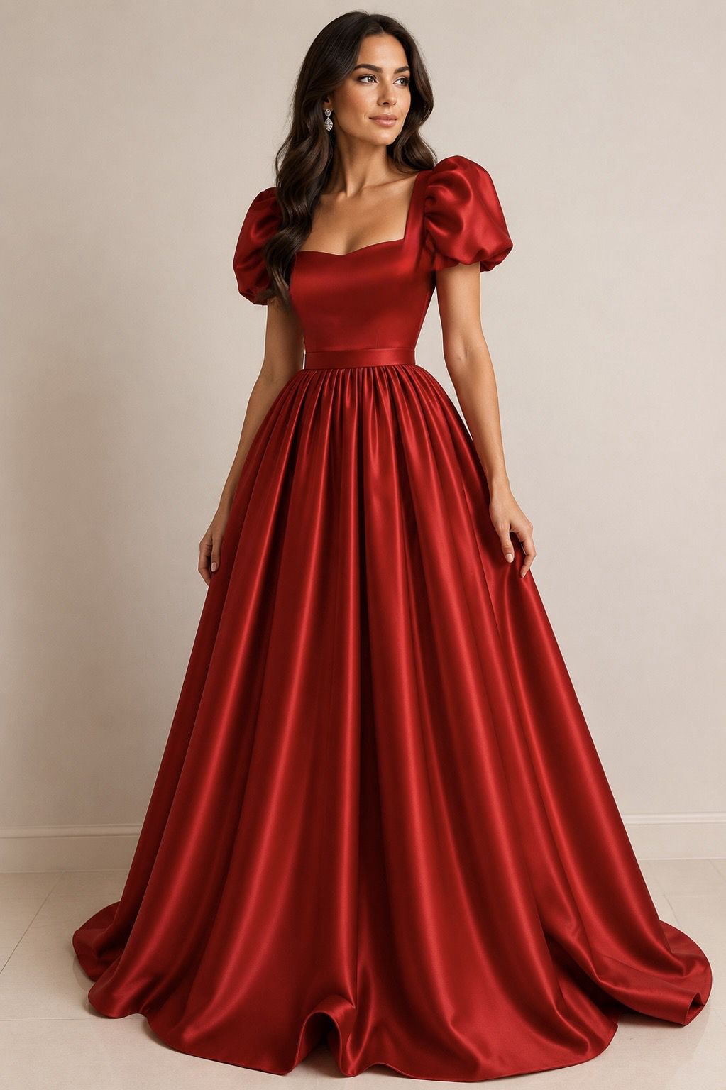 Satin Stitched Flared/A-line Gown-image-2
