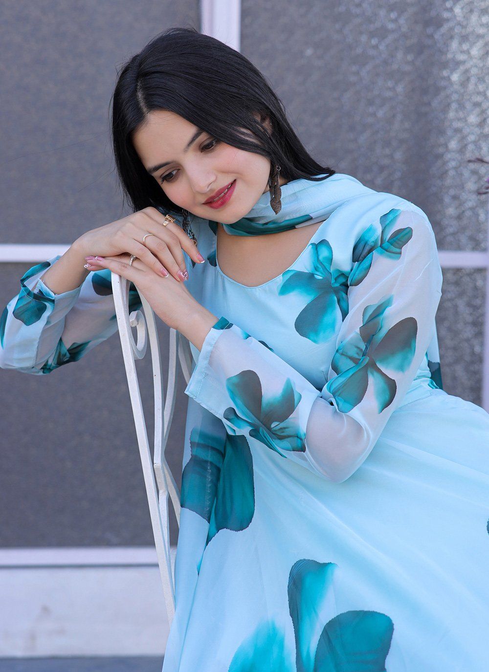 Printed Georgette Stitched Anarkali Gown-image-46
