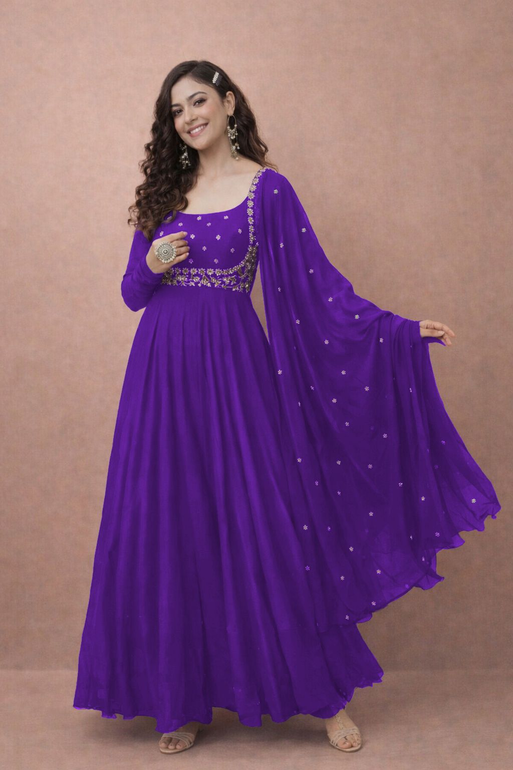 bhoolku Embroidered Georgette Stitched Anarkali Gown-picture-22