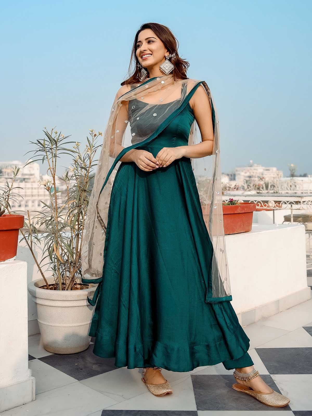 Art Silk Stitched Flared/A-line Gown-image-9