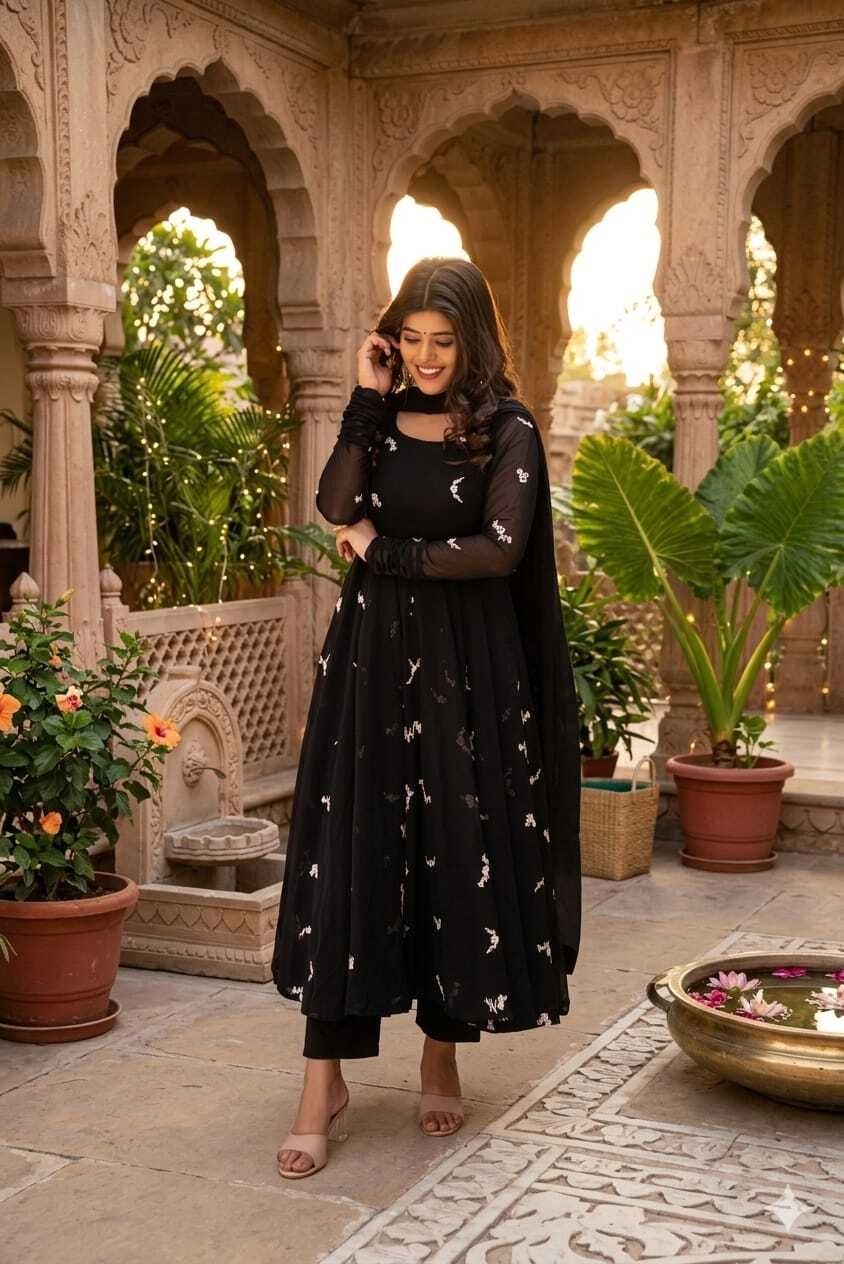 neepri fashion Printed Georgette Stitched Anarkali Gown-picture-22