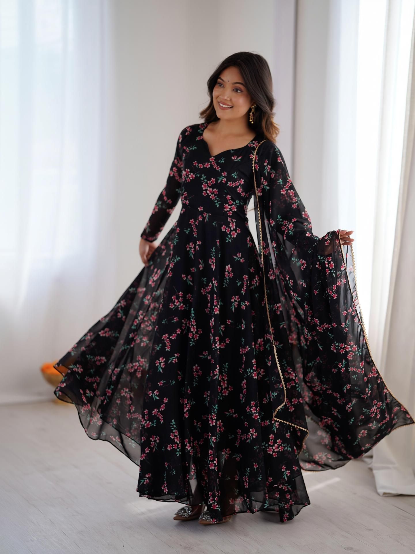 Printed Georgette Stitched Anarkali Gown-image-27