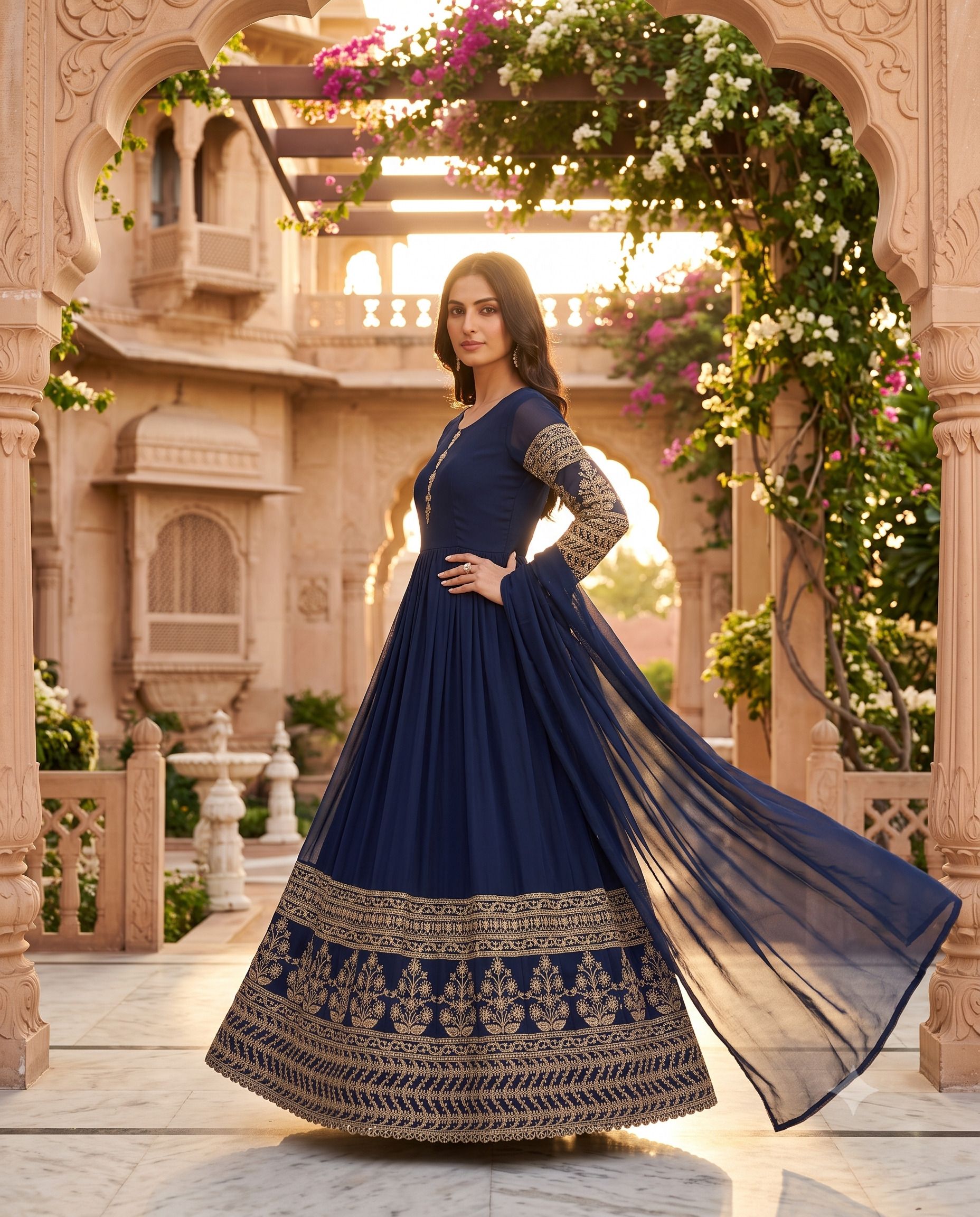 nidhi's fashion Embroidered Georgette Stitched Anarkali Gown-picture-17