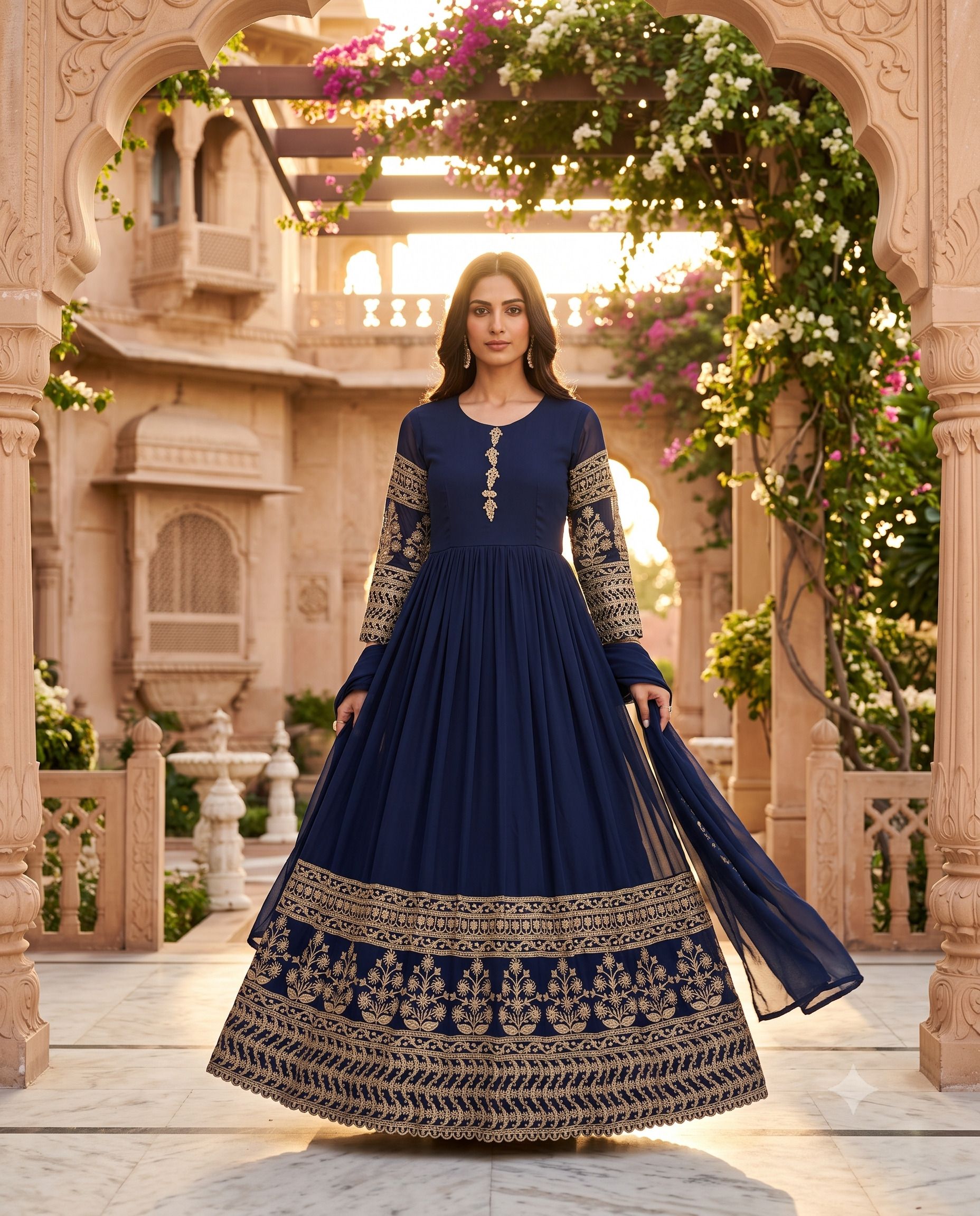 nidhi's fashion Embroidered Georgette Stitched Anarkali Gown-picture-35