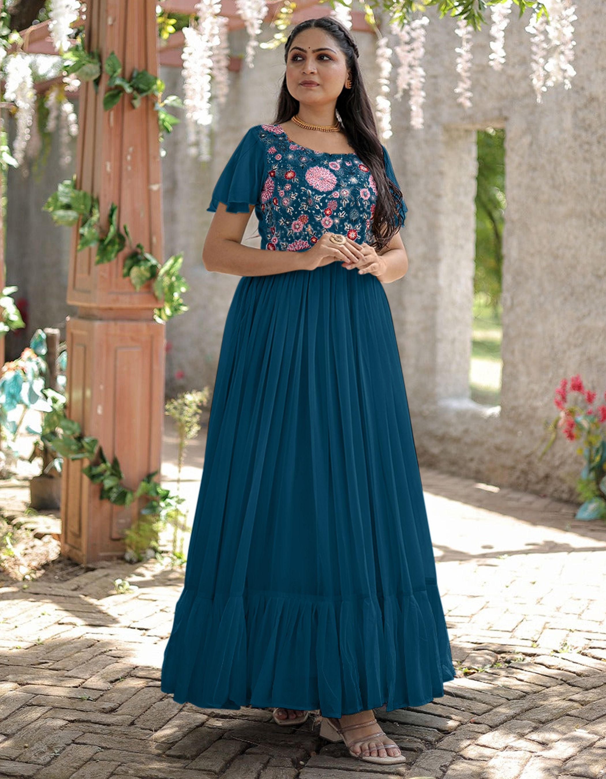 gadhesariya Embroidered Georgette Stitched Anarkali Gown-picture-15