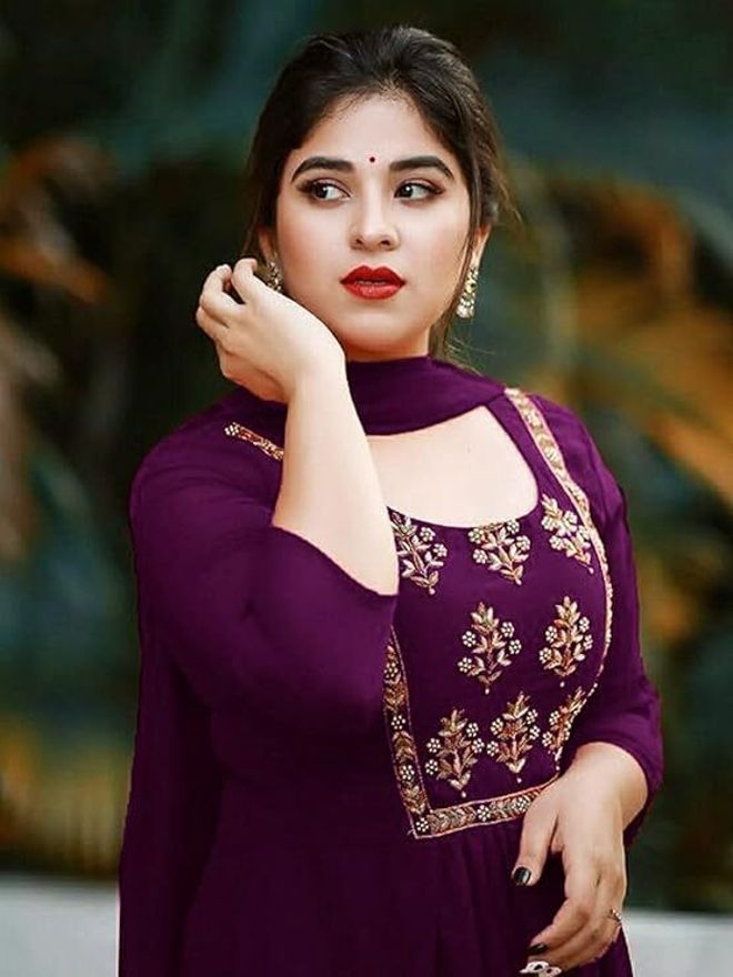 vrajart's Embroidered Georgette Stitched Straight Gown-picture-17