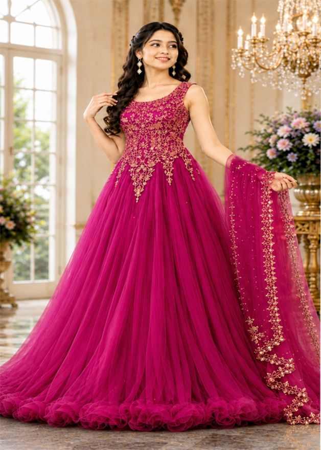 mf retail Embroidered Net Stitched Anarkali Gown-picture-16