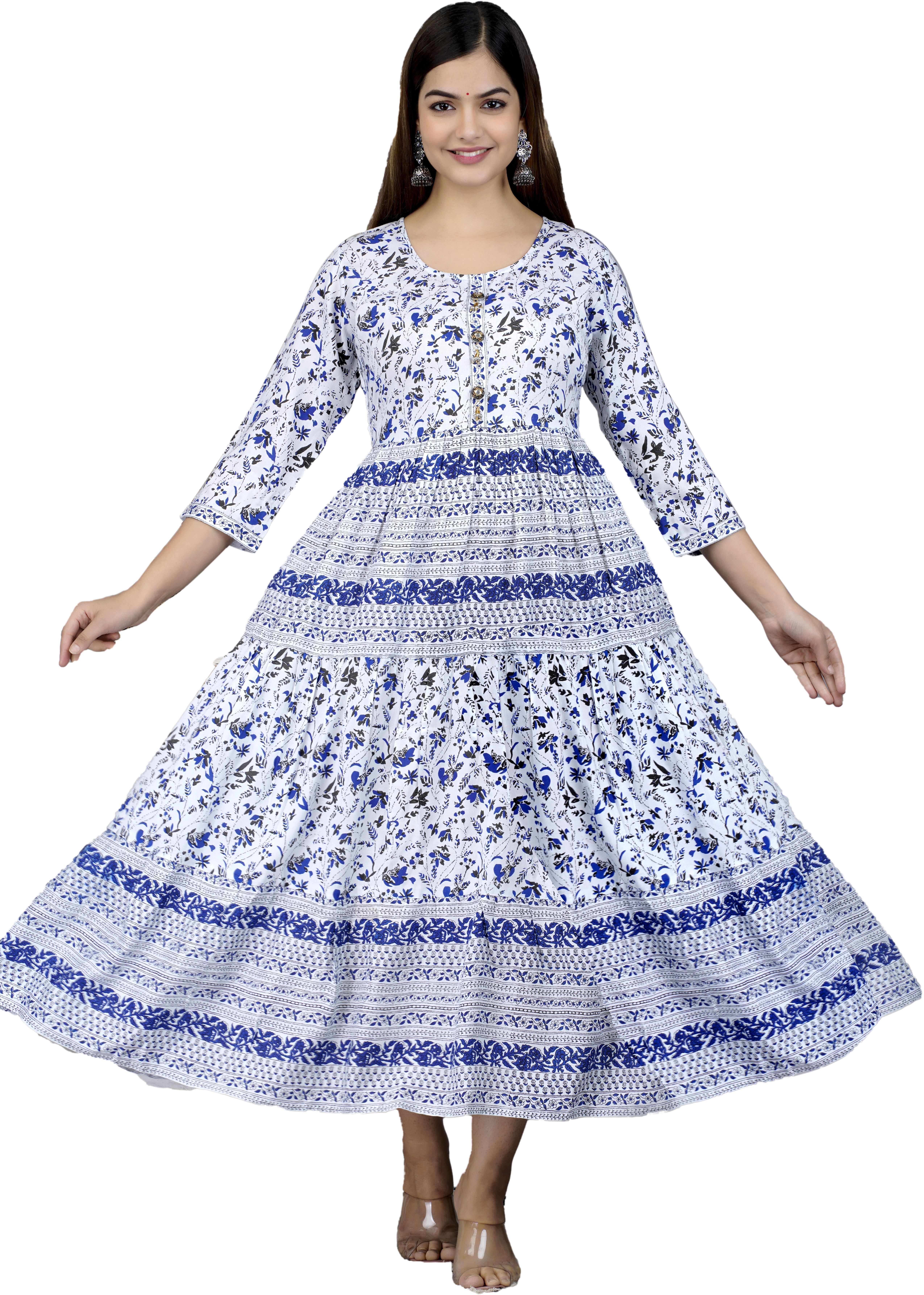 Women A-line White Below Knee Dress-image-0