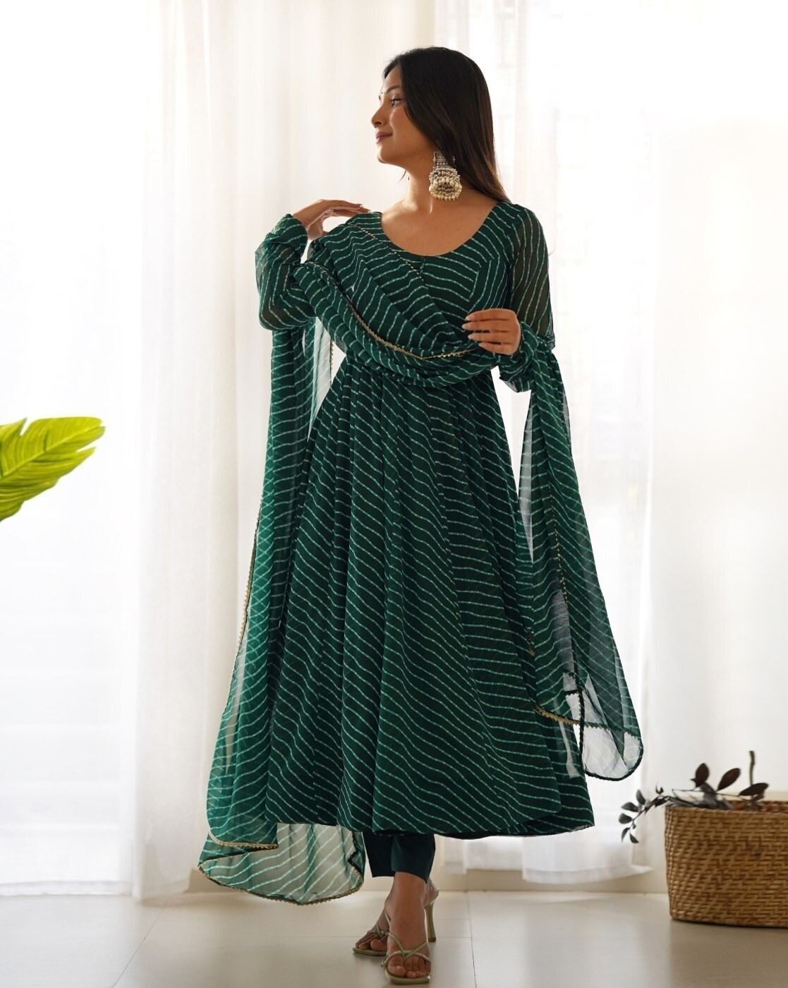 Applique Georgette Stitched Anarkali Gown-image-23