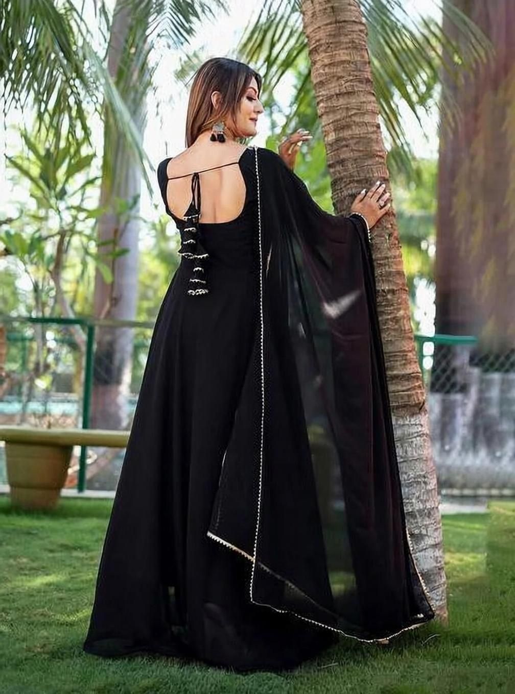ishvari creation Solid Georgette Stitched Anarkali Gown-picture-18