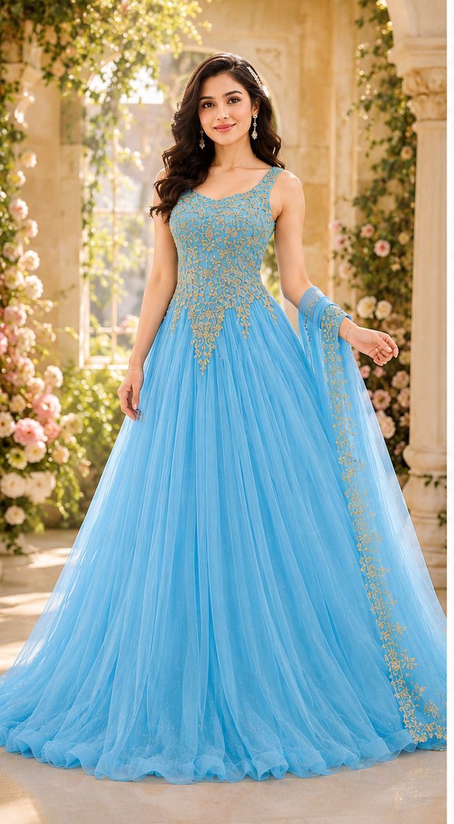 mf retail Embroidered Net Stitched Anarkali Gown-picture-26