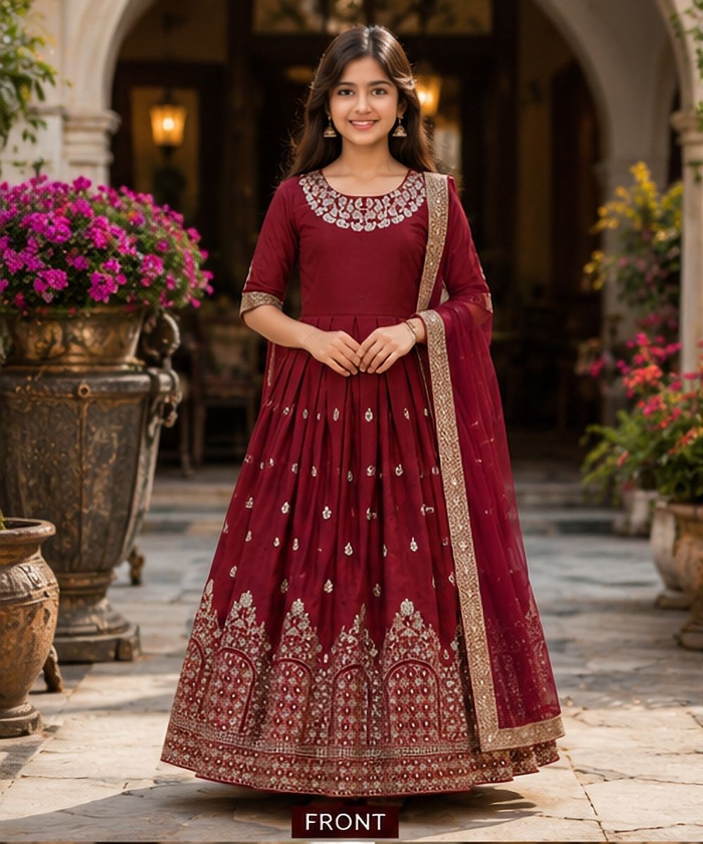 mf retail Embroidered Georgette Stitched Anarkali Gown-picture-13