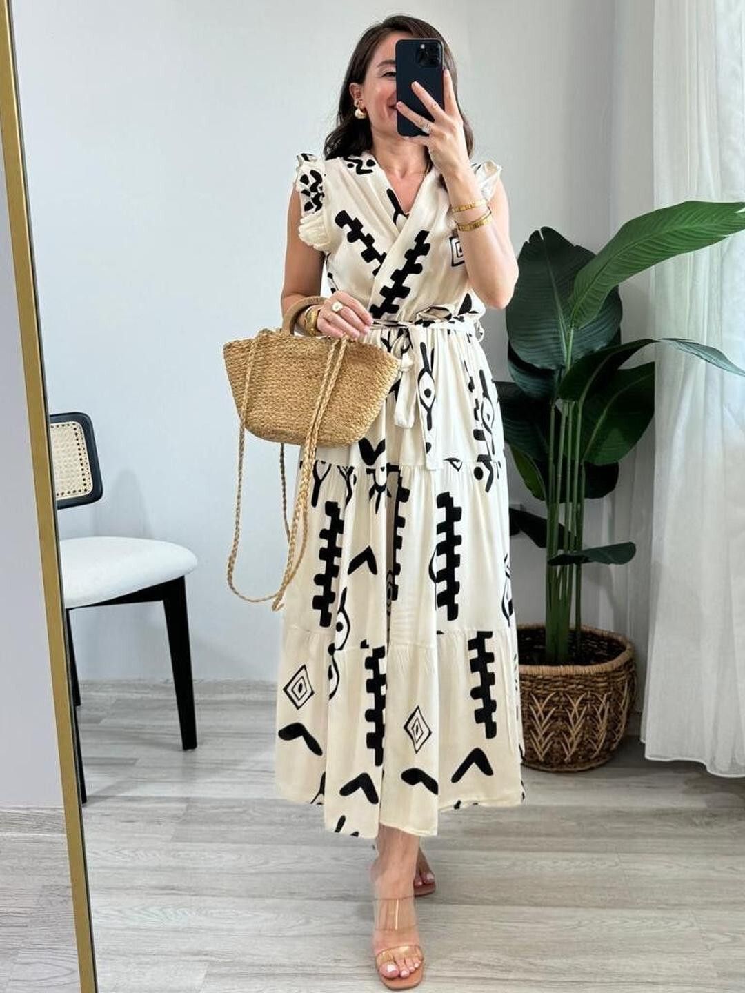 Women Fit and Flare White Maxi/Full Length Dress-image-5
