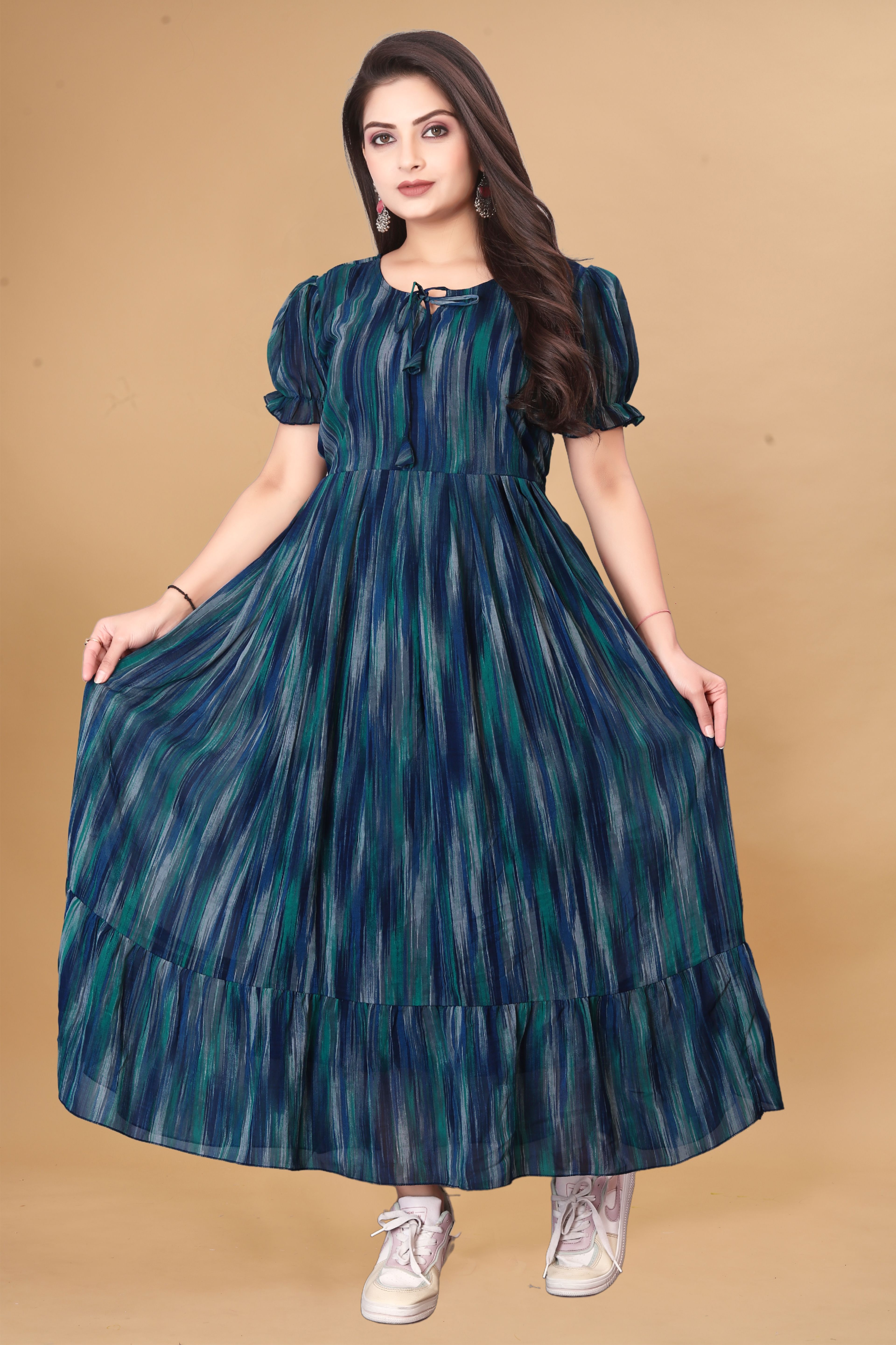 premarth Printed Georgette Stitched Flared/A-line Gown-picture-28