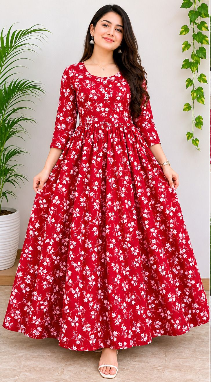 Cotton Blend Stitched Anarkali Gown-image-14