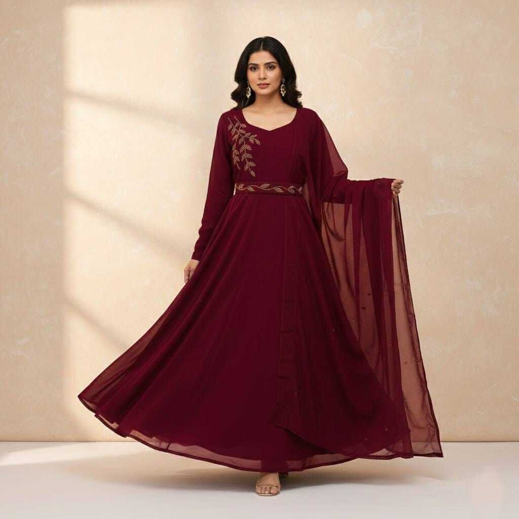 bajrang creation Georgette Stitched Anarkali Gown-picture-19