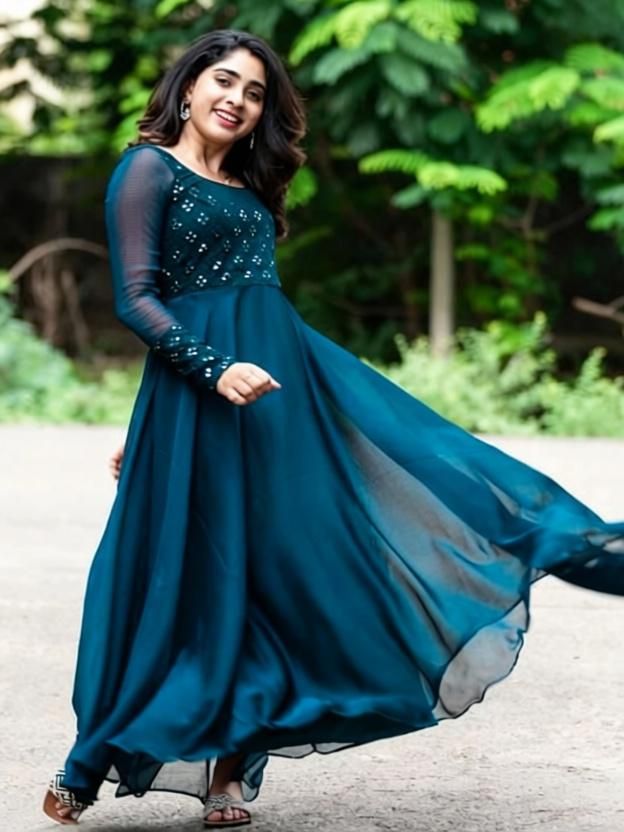 Embroidered Georgette Stitched Flared/A-line Gown-image-41