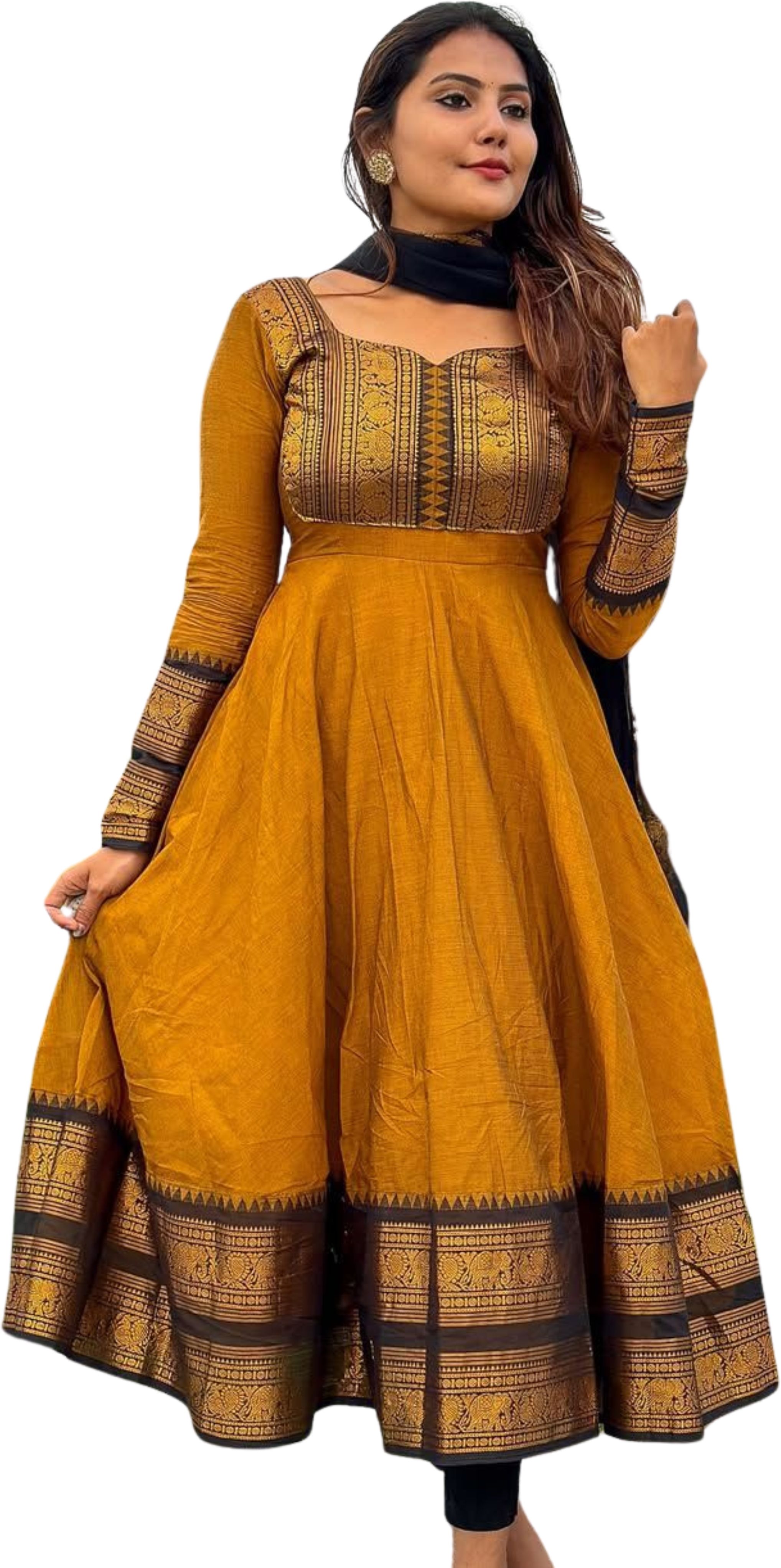 dosparo Woven, Solid Silk Blend Stitched Anarkali Gown-picture-19