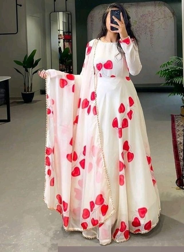 Printed Georgette Stitched Flared/A-line Gown-image-27
